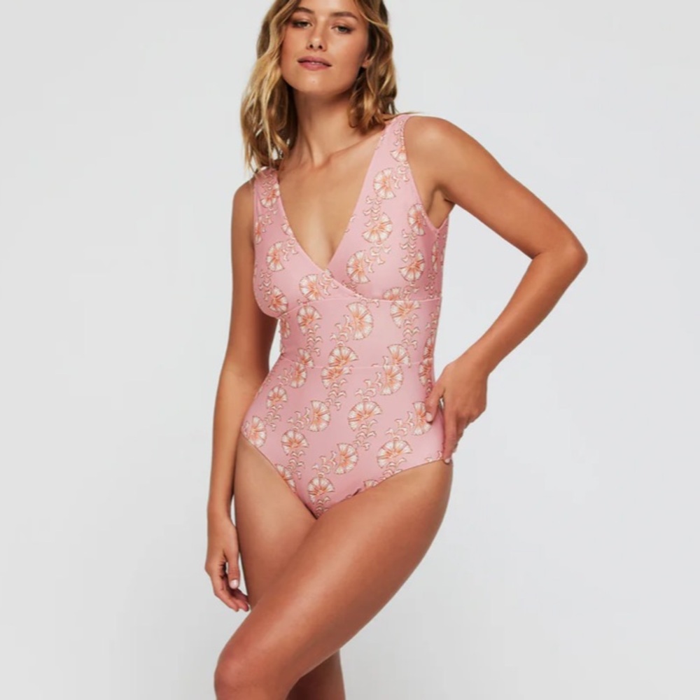 HERMOZA Noni V-Neck Sculpting One-Piece Swimsuit In Fiori sz 6 NWT